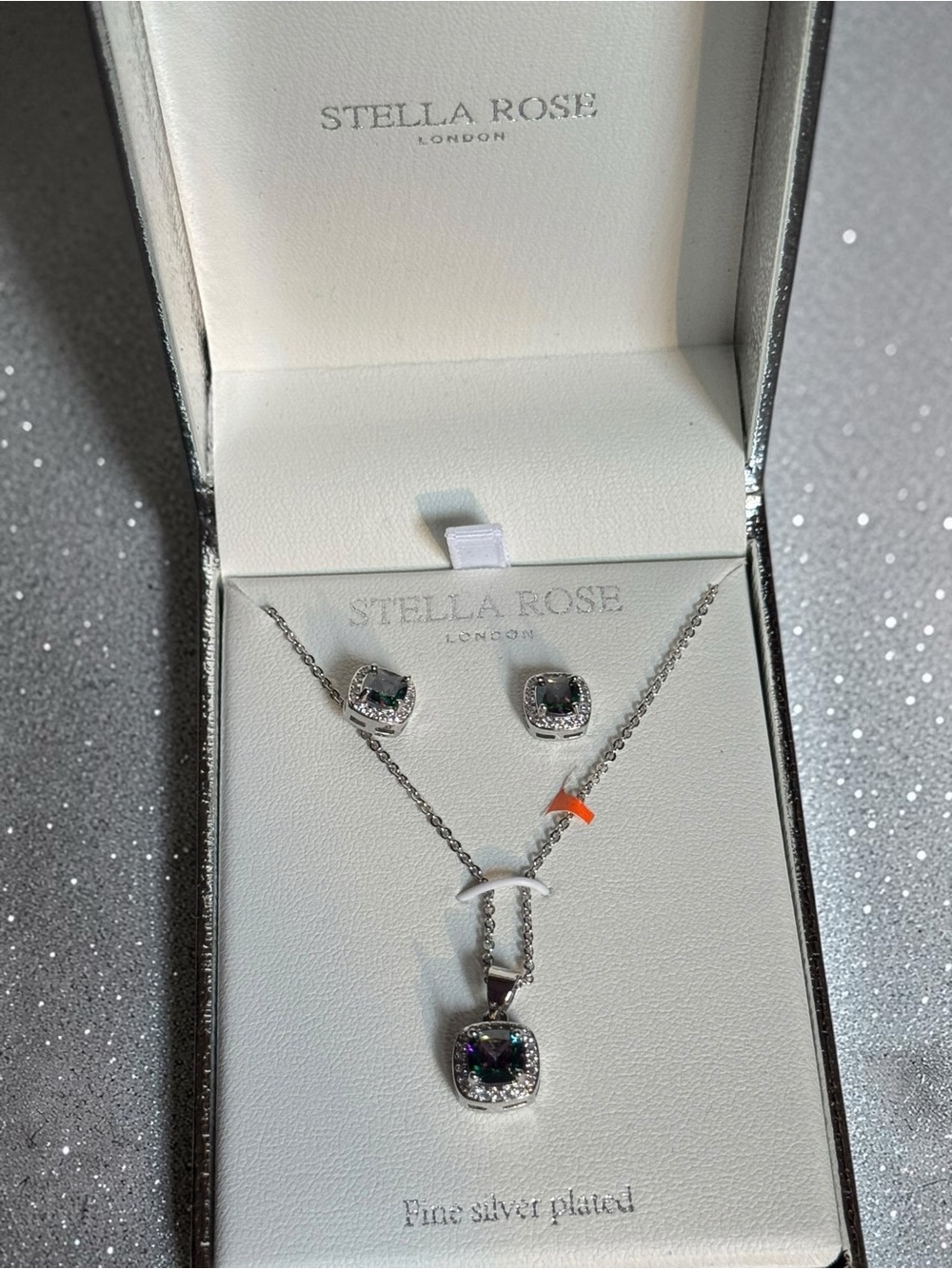 Silver-Plated Mystic Crystal Necklace & Stud Earrings